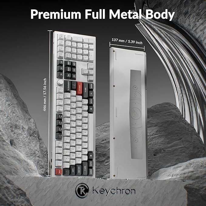 Keychron Q6 Ultra 8K Polling Rate Aluminum Wireless Mechanical Keyboard, 2.4 GHz/Bluetooth/Wired Full-Size Custom RGB, Hot-Swappable Silk POM Banana Switch for Mac Windows Linux -