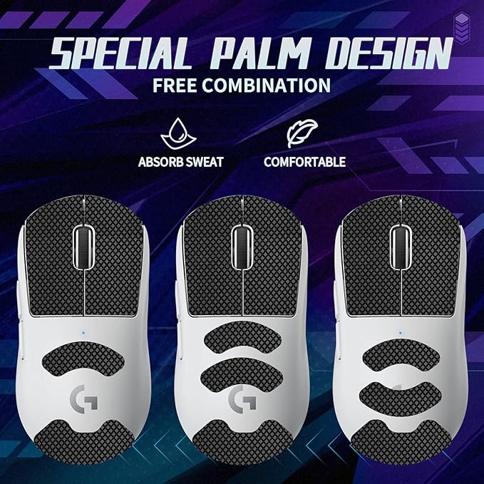 TALONGAMES Mouse Anti Slip Grip Tape Compatible with Logitech G PRO X2 SUPERSTRIKE, PRO X Superlight, Superlight 2, Gaming Mouse,Palm Sweat Absorption,Thin 0.5mm,Cut to Fit, Easy to Apply, Mouse Skin