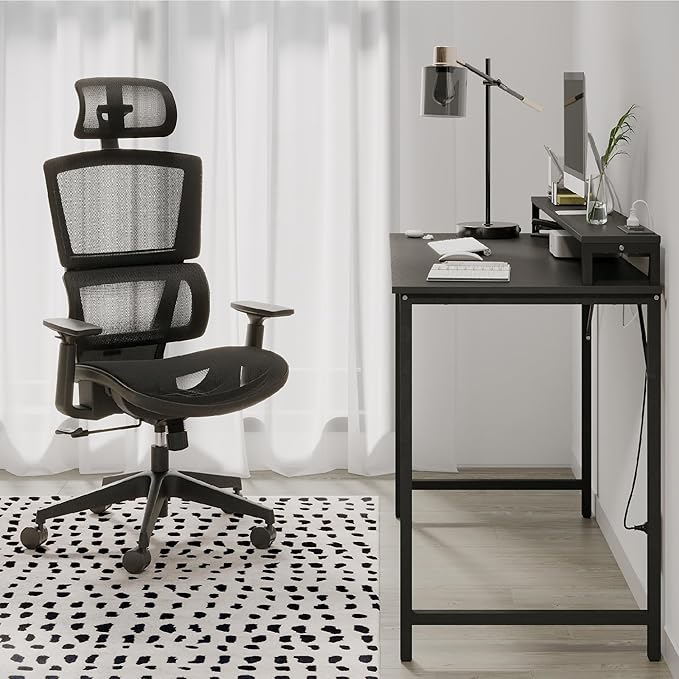 Realspace® Rezio 47" Computer Desk with Hutch and Integrated Power, Black, BIFMA Compliant