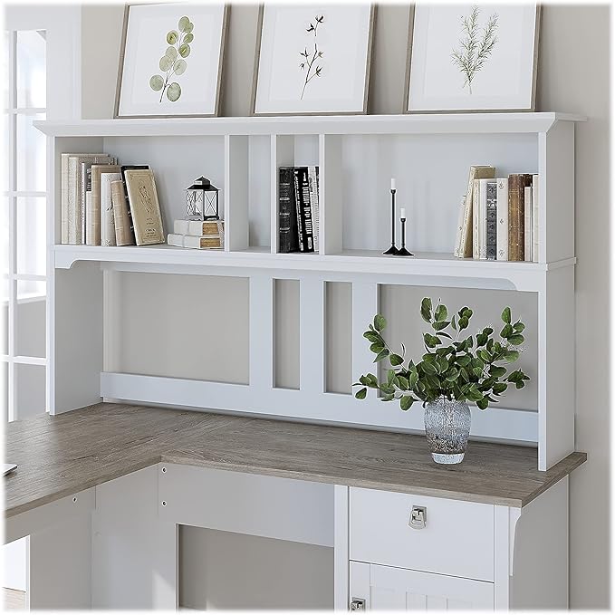 Bush Home Salinas 60W Hutch for L Shaped Desk in Pure White