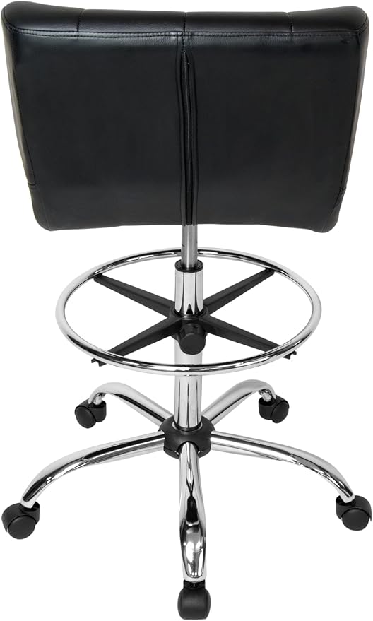 Studio Designs Black Crest Drafting Work Chair with Foot Rest - Adjustable Height - Contoured for Desk or Drafting Table