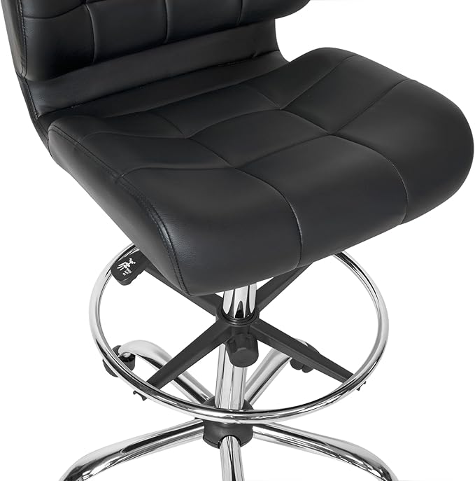 Studio Designs Black Crest Drafting Work Chair with Foot Rest - Adjustable Height - Contoured for Desk or Drafting Table