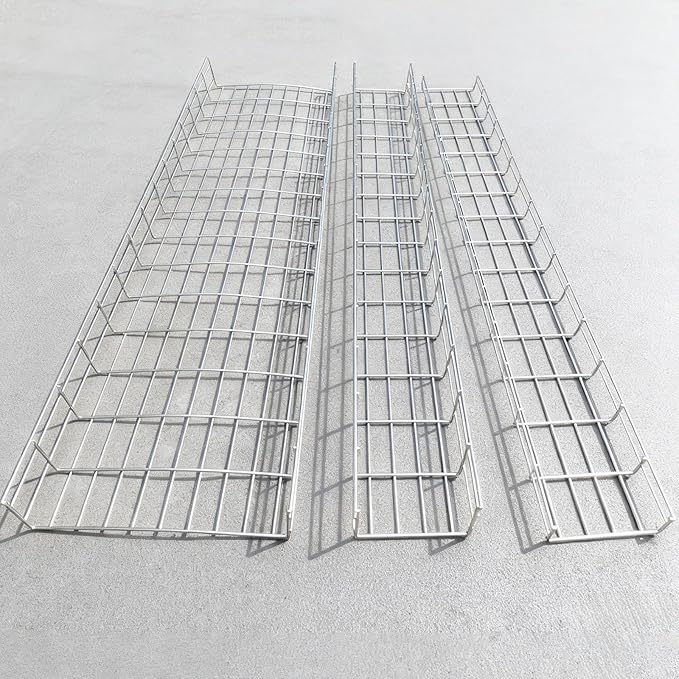 Wire Mesh Cable Tray, 60" x 8" x 4" | Zinc Plated Steel Cable Management Rack, Adjustable Cable Basket for Network, AV, Fiber Optic, Garage & Office Use(2Pcs)