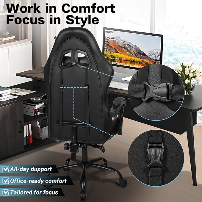 Gaming Chair,Height Adjustable Chair with 360°Office Desk Chair,Heavy Duty 330lbs Video Game Chair for Adults