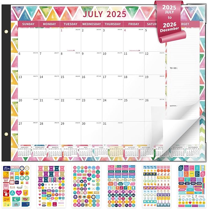 Ospelelf Desk Calendar 2026 Large 22"x17" Monthly Family Planner Pad with Protective Cover 18 Months Use From Now to December 2026 Geometry