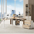 ModernMate Furniture Sets, 67" Standing Desk with 73" Bookshelf and 2 Drawer lateral File Cabinet, Home Office Furniture Set, Light Walnut
