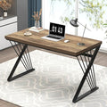 FOLUBAN Computer Desk, Modern Home Office Desk, Industrial Wood and Metal Study Writing Work PC Table for Bedroom Living Room, Rustic Oak, 47 Inch