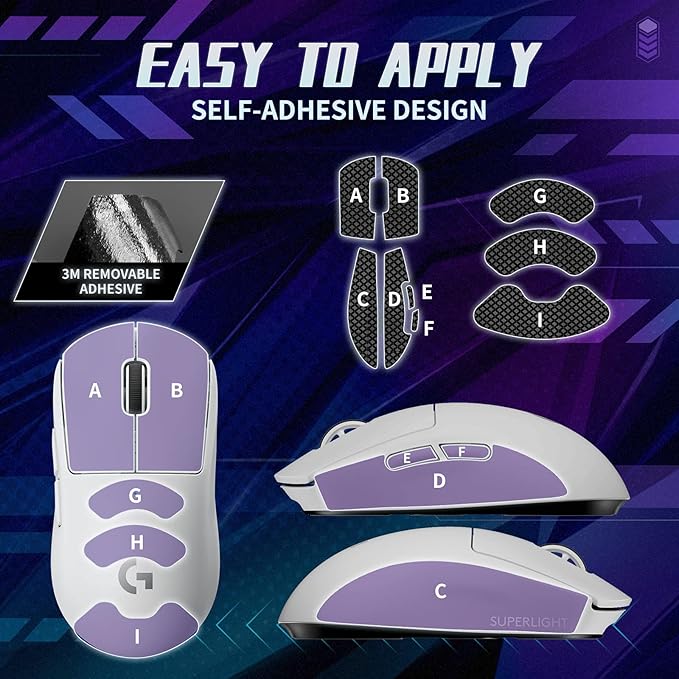 TALONGAMES Mouse Anti Slip Grip Tape Compatible with Logitech G PRO X2 SUPERSTRIKE, PRO X Superlight, Superlight 2, Gaming Mouse,Palm Sweat Absorption,Thin 0.5mm,Cut to Fit, Easy to Apply, Mouse Skin