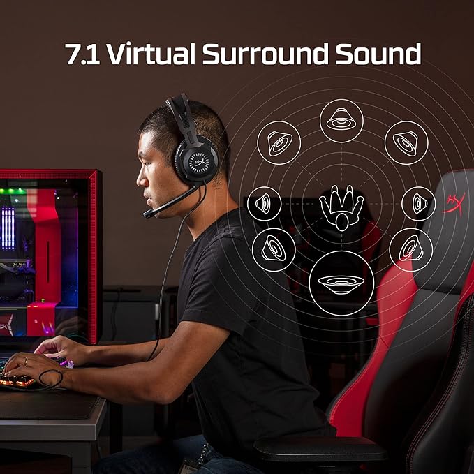 HyperX Cloud Revolver - Gaming Headset with HyperX 7.1 Surround Sound, Signature Memory Foam, Premium Leatherette, Steel Frame, Detachable Noise-Cancellation Microphone