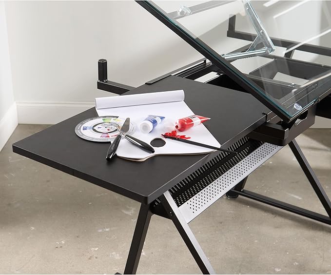 Artist's Loft Artist Table - Glass-Top Table for Drafting, Drawing, Sketching, Painting, and Arts & Crafts - 1 Pack
