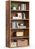 Sweetcrispy Industrial 5 Shelf Bookcase - Large 53 Inch Tall Floor Standing Open Bookshelf for Home Office, Living Room, and Bedroom Storage, Classic White