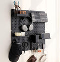 No Drill Pegboard Wall Organizer - HIPS Material Gaming & Office Storage with Accessories, White/Black/Pink Combination for Men Women Space-Saving (Black)