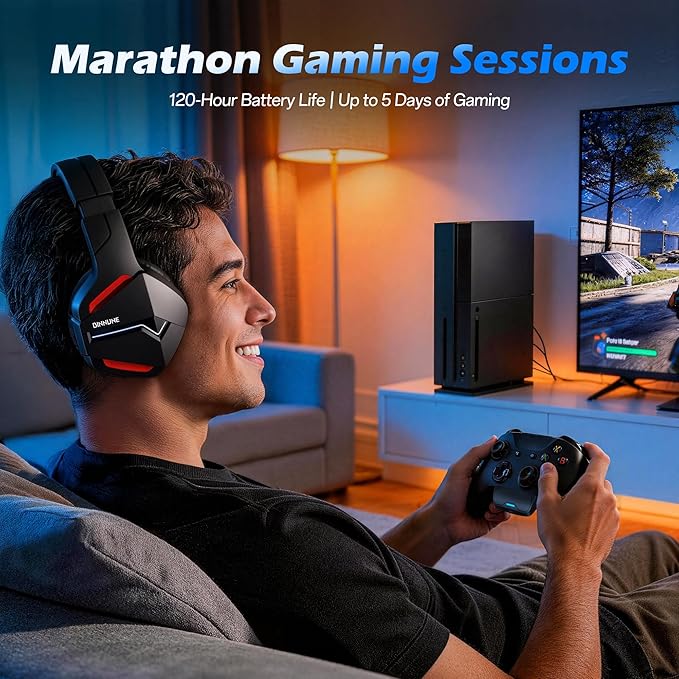 BINNUNE Xbox Wireless Gaming Headset for Xbox Series X/S, Xbox One,120H Ultra-Long Battery, Bluetooth 5.3 Gaming Headphones with Noise-Canceling Mic, Comfortable Over-Ear Headphones