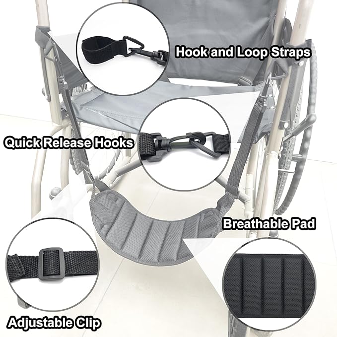 Wheelchair Footrest Hammock, Adjustable Hanging Foot Sling for Foot Rest Replacement, Wheelchair Accessories Leg Rest Support Strap