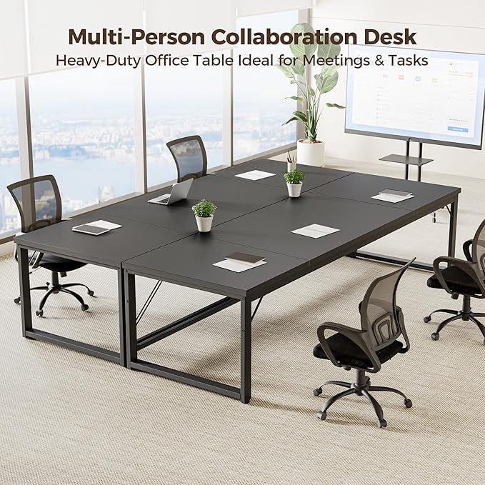 Mericonia 63 Inch Large Computer Desk, 1" Thick Heavy Duty Industrial Office Desk, Modern Simple Study Writing Table for Home Office Bedroom Workstation, Black