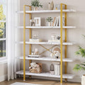 OtterOasis Heavy Duty 5-Tier Industrial Bookcase, 47" Wide Wood Bookshelf for Home Office, 120lbs Shelf Capacity, Shelving Display with Reinforced Horizontal Shelf for Living Room Bedroom,White