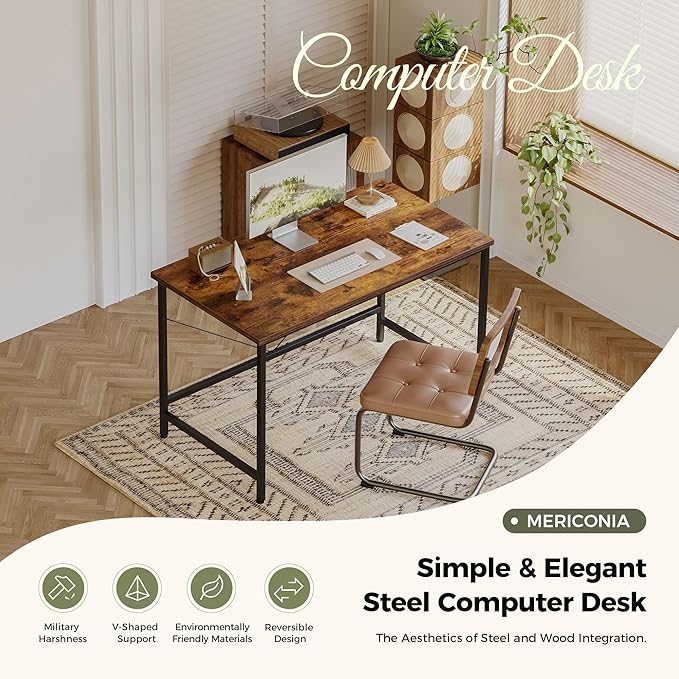 Mericonia 32 inch Computer Desk, 0.6" Thick Modern Simple Study Writing Table, Office Desk for Home Bedroom Office