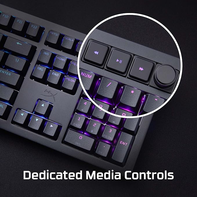 HyperX Alloy Rise – Hot-Swappable Mechanical Gaming Keyboard, PC, Ambient Light Sensor, Gasket Mounted, HyperX Linear Switches