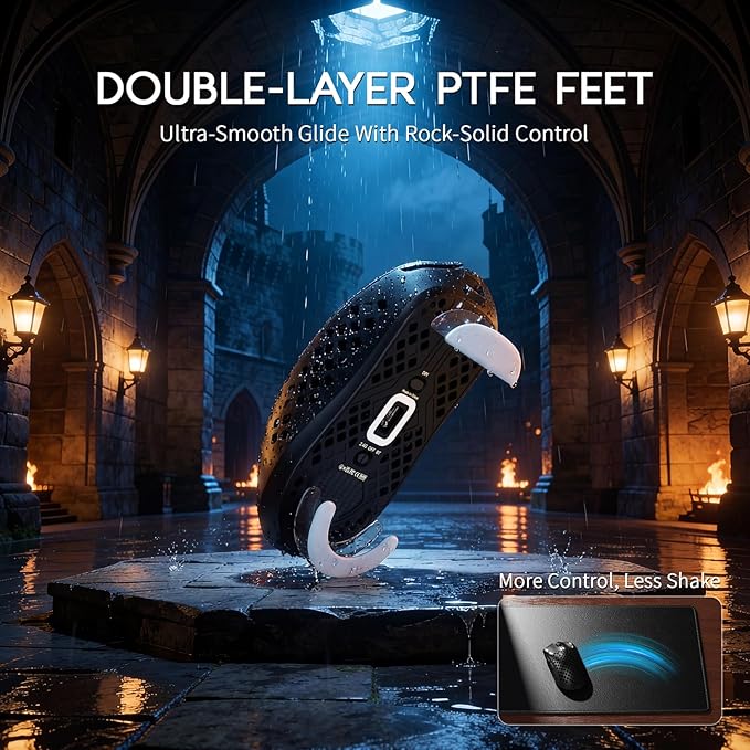 ATTACK SHARK MAMBASNAKE M2 Wireless Gaming Mouse,41g Ultra-Lightweight Carbon Fiber Mouse,40,000 DPI,PAW3395PRO Sensor,Wired/BT/2.4GHz Wireless Programmable Mice for Mac/PC Gamer(Black)