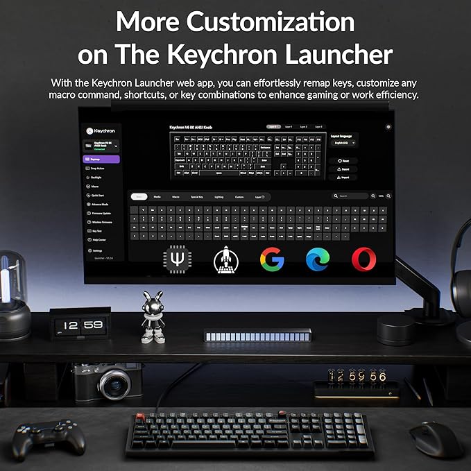 Keychron V6 8K Full Size Wired Mechanical Keyboard with Programmable Knob, 8000 Hz Polling Rate, OSA PBT Keycaps, Hot-swappable Super Red Switchs, RGB Backlit for Mac Windows Linux