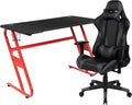 Flash Furniture Optis Red Gaming Desk and Gray Reclining Gaming Chair Set with Cup Holder and Headphone Hook