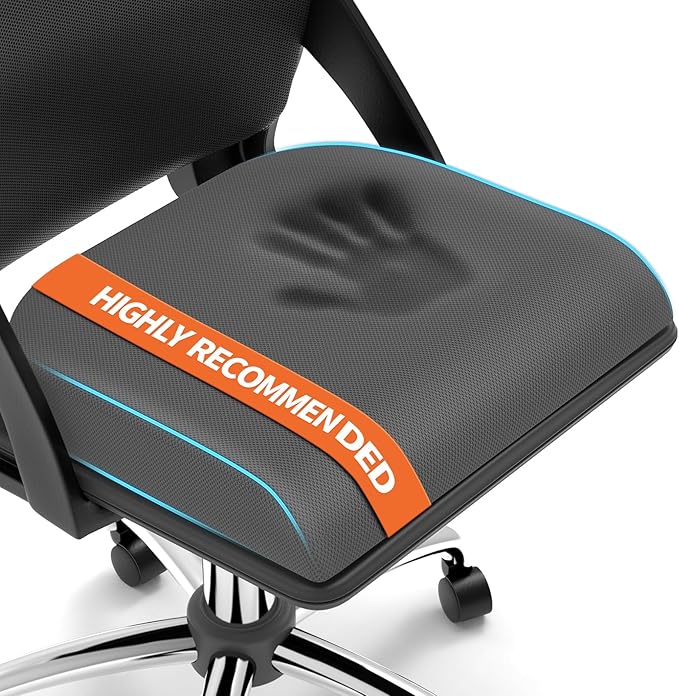 TranquilRelax XLarge Seat Cushion, Soft Foam Cushion for Long Sitting Hours on Office Chair, Home & Car, Non-Slip Chair Pad for Relieving Back & Sciatica & Hip & Coccyx Pain (Grey)