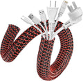 AGPTEK Cable Sleeve, 10ft - 1.2 inch Cable Management Desk Cord Cover Organizer Wire Hider for Home Office Computer TV Wire Loom Tubing Pet Proof Cord Protector from Cat Dog Chewing, BlackRed