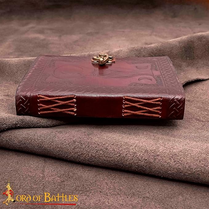 Lord of Battles Adventurer's Book or Diary Holder Handcrafted from Genuine Leather 13x18cm (Leather Journal with Brown Holder)
