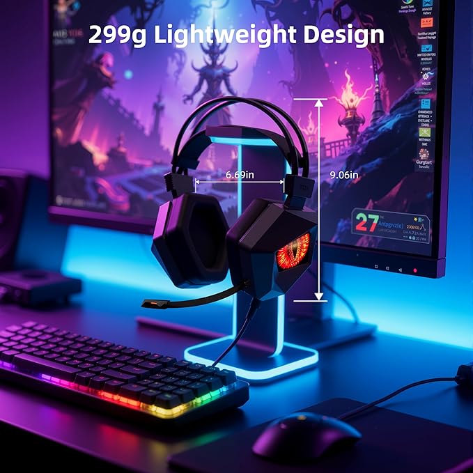 E-Gaming Level Headphone and Headset for PS5, PC and Laptop, 7.1 Surround Sound, Dual EQ & Noise Cancel, Lightweight, Low Latency, Over Ear Headphone (USB Type-A)