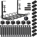 Under Desk Cable Management Tray, No Drill Steel Cord Organizer Kit with 52Pcs Different Essential Accessories for Home Office Standing Desk (15.7/13.4inch, Black)