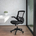 Flash Furniture Set of 4 Mid-Back Swivel Ergonomic Task Office Chairs with Flip-Up Arms, Black Mesh