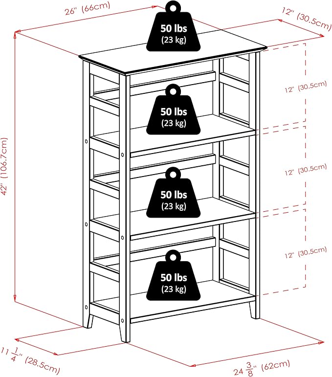 Winsome Studio 3-Tier Bookshelf, Classic Display Bookcase, Functional & Stylish Shelving Unit for Convenient Home Storage in Living Room, Bedroom, Office, Dorm