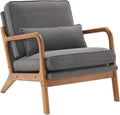 Indoor Lounge Chair,Oak Armrest Single Sofa Chair,with Backrest and Seat Cushion,Seat Cushion Filled with Foam,Chair Living Room Bedroom Lounge,25.6" Wide Accent Chairs,Dark Gray