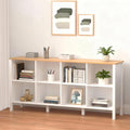 8-Cube Bookcase, Farmhouse Wooden Bookshelf Low Storage Organizer, 59" Horizontal White Console with Legs, Hallway Book Case for Entryway, Display Cabinet for Living Room (White, 8-Cube)