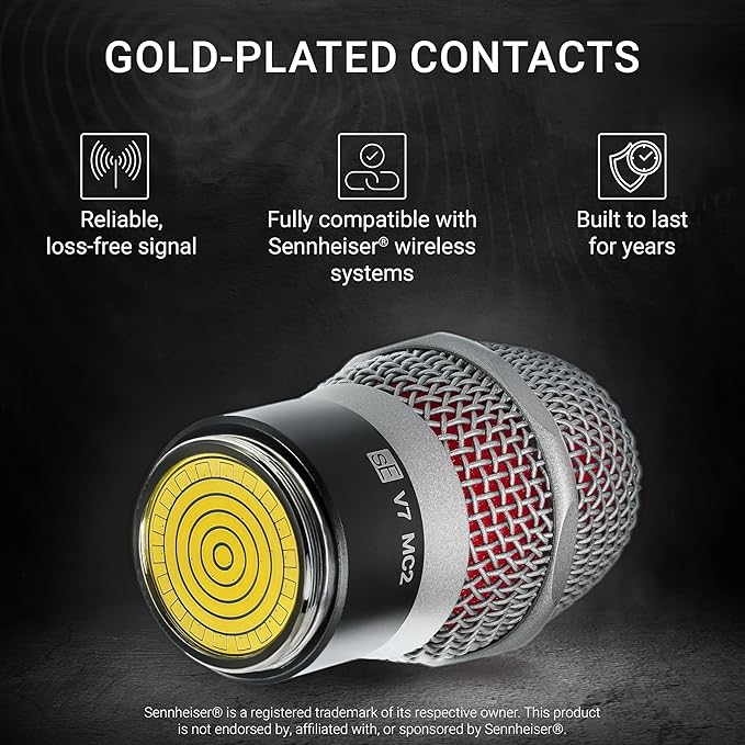 SE ELECTRONICS V7 MC2 Wireless Microphone Capsule - Compatible with Sennheiser Wireless Transmitters - Professional Dynamic Microphone for Singing, Speech & Music Studio Recording (Black)
