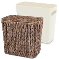 Wicker Trash Can with Lid and Liner, Handwoven Wicker Waste Basket, Water Hyacinth Bathroom Trash Can, Boho Rattan Garbage Wastebasket for Bedroom Home Living Room Office, 2.5 Gallon, Espresso
