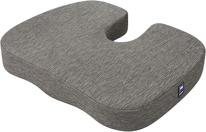 Sealy Memory Foam Seat Cushion for Car and Office Chairs Tailbone Pain Relief, Posture Support, and Comfort for Home Office Use