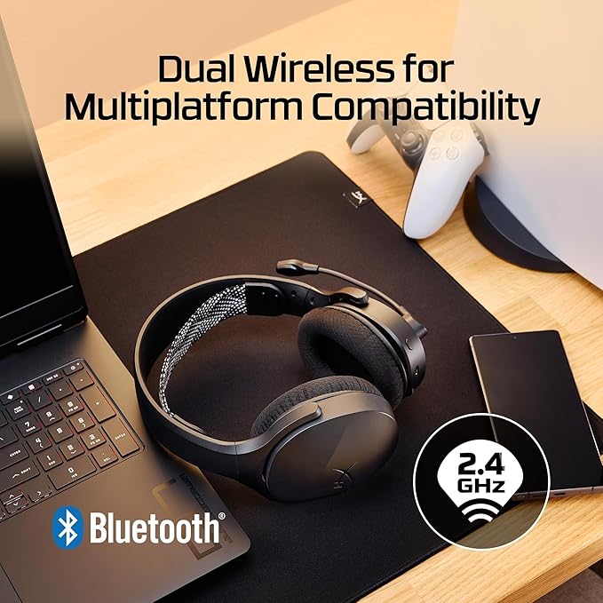 HyperX Cloud Jet – Dual Wireless Gaming Headset, 2.4GHz dongle, Bluetooth 5.3, PC, PS5, Mobile, USB-A – Black