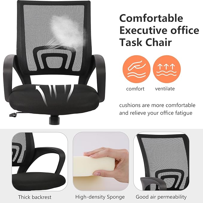 PayLessHere Home Office Chair Desk Computer Chair Adjustable Ergonomic Lumbar Support Armrest Executive with High Density Mesh 360 Degree Swivel for Adults,Black