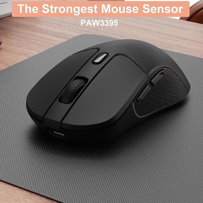 Keychron M3 Wireless Gaming Optical Mouse, Tri-Mode 2.4 GHz/Bluetooth 5.1/Wired, PixArt PAW 3395 sensor, 26000 DPI, LED RGB Backlit,79g Lightweight Programmable Macro Button for Windows PC/Mac - Black