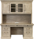 Martin Furniture Traditional Wood Executive Desk, Office Storage Hutch with Doors, Brown
