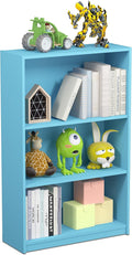 Furinno JAYA Book Shelf, 3-Tier Bookshelf, Bookcase with Adjustable Shelves, 9.5 x 24.5 x 40.3, for Organization and Storage, for Living Room, Bedroom, Home Office, Light Blue