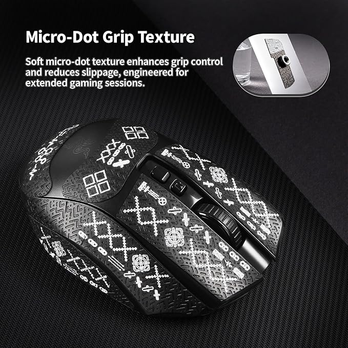 immoenuc Mouse Grip Tape Sticker for Razer Naga V2 Pro Wireless Gaming Mouse Anti Slip Skin Self-Adhesive,Pre-Cut,Sweat-Resistant (Printing Pattern)