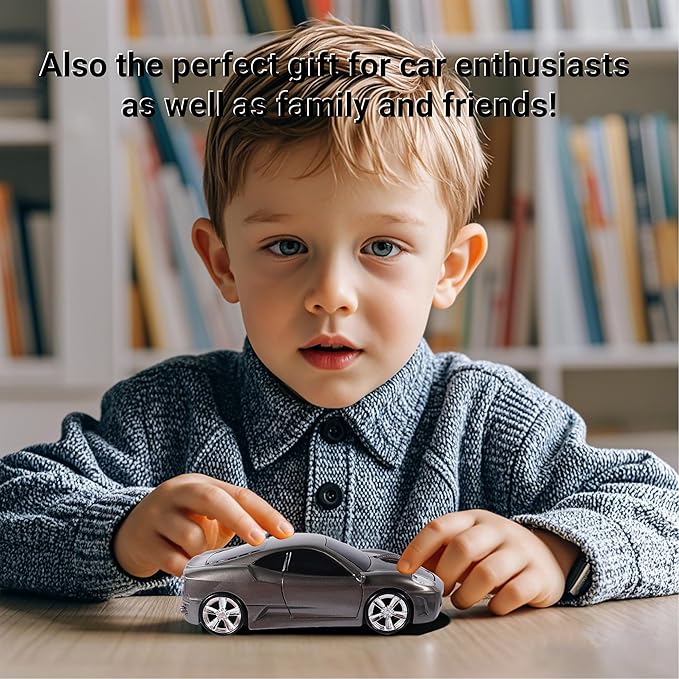 elec Space Wireless Mouse 2.4GHz Cool Sport Car Shape Wireless Mouse Optical Cordless Mice with USB Receiver for PC Laptop Computer 1600 DPI 3 Buttons (Gray)