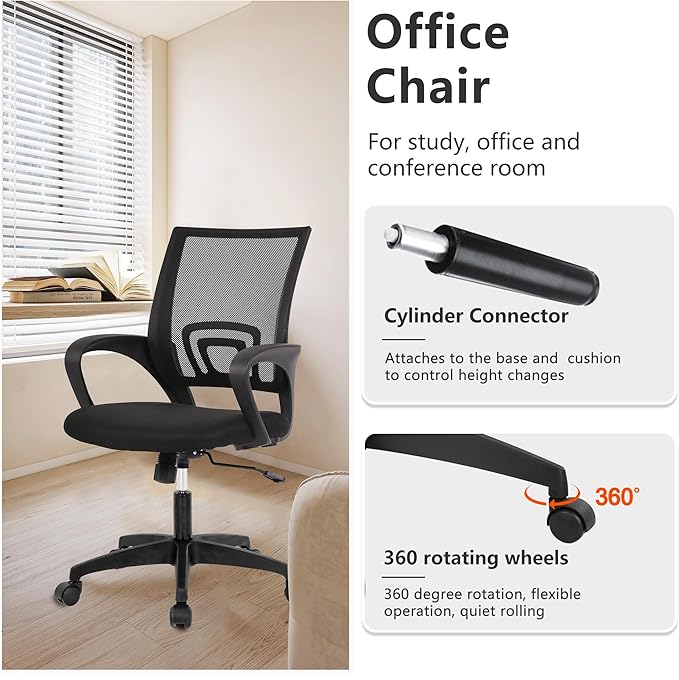 PayLessHere Home Office Chair Desk Computer Chair Adjustable Ergonomic Chair Lumbar Support Armrest Executive with High Density Mesh 360 Degree Swivel Chair for Adults Chair (Pack of 3, Black)