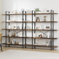 OtterOasis Bookshelf Set of 2, Heavy Duty 5-Tier Industrial Bookcase, 47" Wide Wood Bookshelf for Home Office, 120lbs Shelf Capacity, Rustic Open Display with Horizontal Shelf for Living Room Bedroom