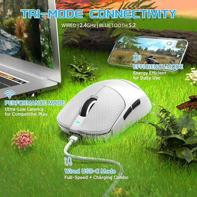 MAMBASNAKE×Attack Shark X8 Plus Wireless Gaming Mouse,55g Lightweight Triple Mode Ergonomic Gaming Mouse,PAW3395PRO 40K DPI Optical Sensor,150h Battery Life,Griptape Programmable Buttons for PC/Mac