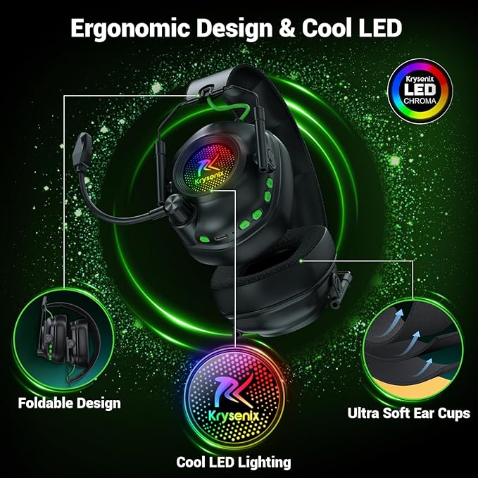 Wireless Gaming Headset for Xbox Series X|S, Xbox One, PC, PS5, PS4, Mac, Switch, 2.4 GHz Wireless & Bluetooth 5.4 Gaming Headphones with Noise Canceling Microphone, 50Hr Battery, 50mm Drivers-Black
