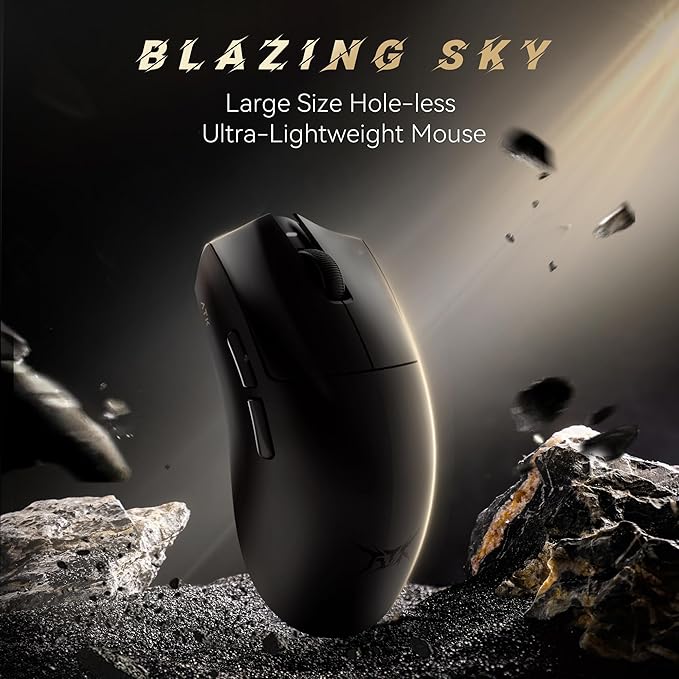 ATK Blazing Sky X1 Wireless Gaming Mouse – Ultra-Light 49–54 g, PixArt PAW3950/3950 Ultra Sensor, Quad-Mode Connectivity, 8K Polling, Optical Switches, Nordic 52840 MCU (X1 SE, White)