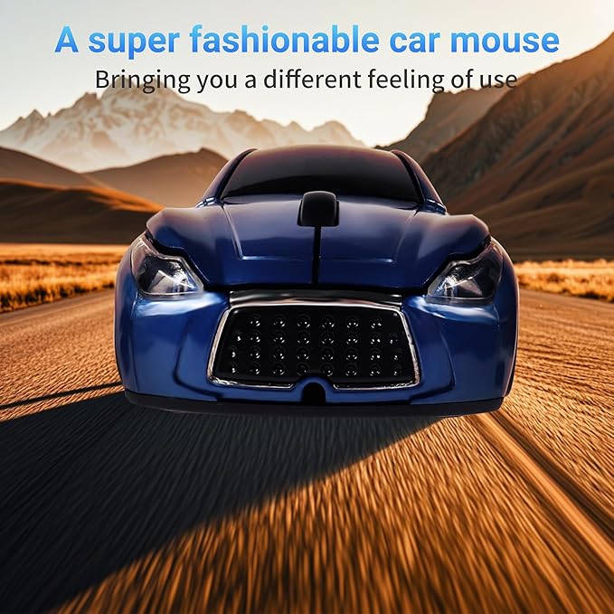 elec Space Wireless Car-Shape Mouse, Blue, 2.4GHz, 1600 DPI, USB Receiver, Cute Gaming Mouse for Kids